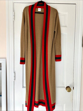 Madeleine Thompson Cashmere Striped Long Cardigan Large Like New